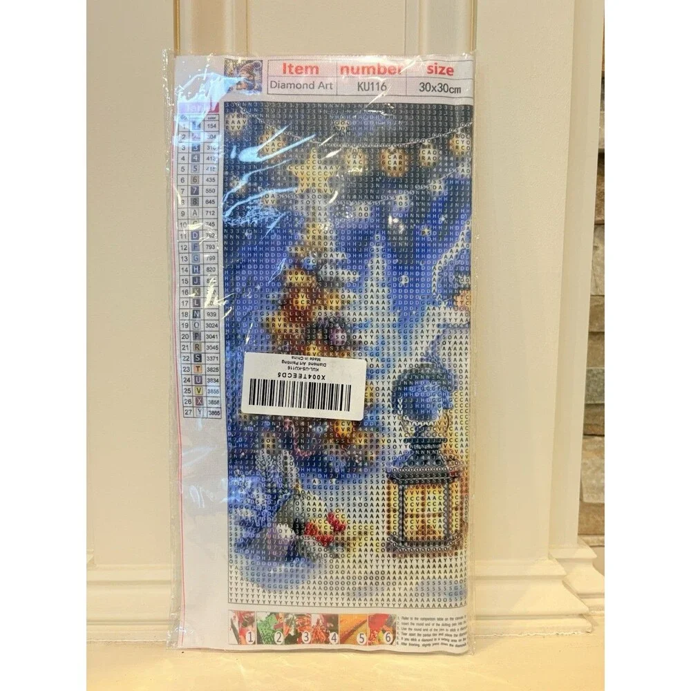 Diamond Art 30x30cm Winter Gnome with Christmas Tree in Snow Setting Craft Kit
